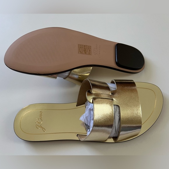 NEW J.Crew Metallic Leather Cyprus Sandals Gold 7 - Picture 3 of 5
